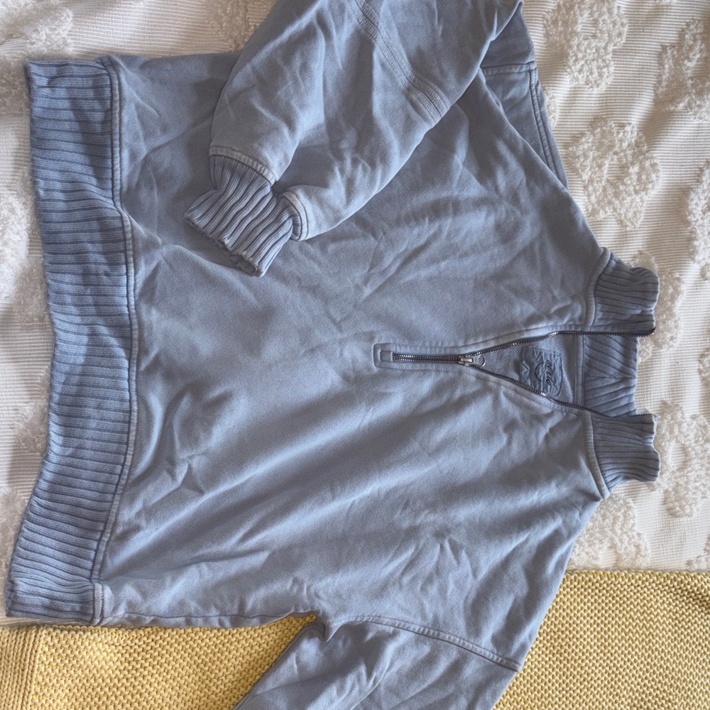 Aerie Light Blue Zip-Up Sweater